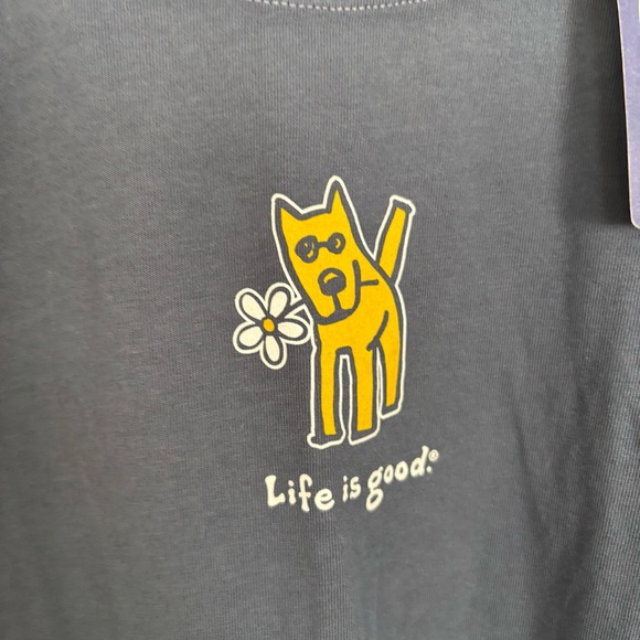Life is good Daisy Flower Dog Crusher Tee-Women's Size XL-Blue-Short Sleeve-NWT - Picture 4 of 6
